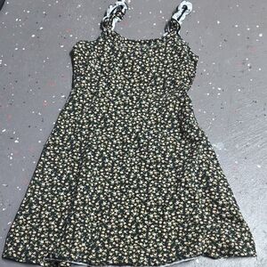 Charming Floral Kids Dress in Black and White